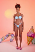 Özel Yapım Parlak Kumaşlı Premium Mia Bikini Altı Mavi