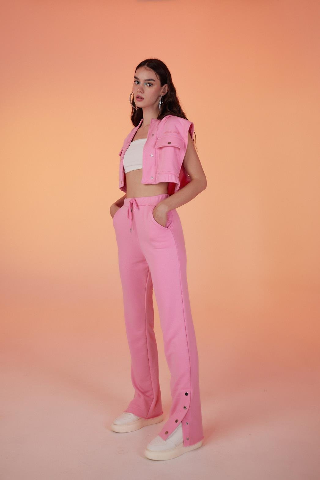 Paça Çıtçıtlı 3 İpli Jura Eşofman Altı Pembe