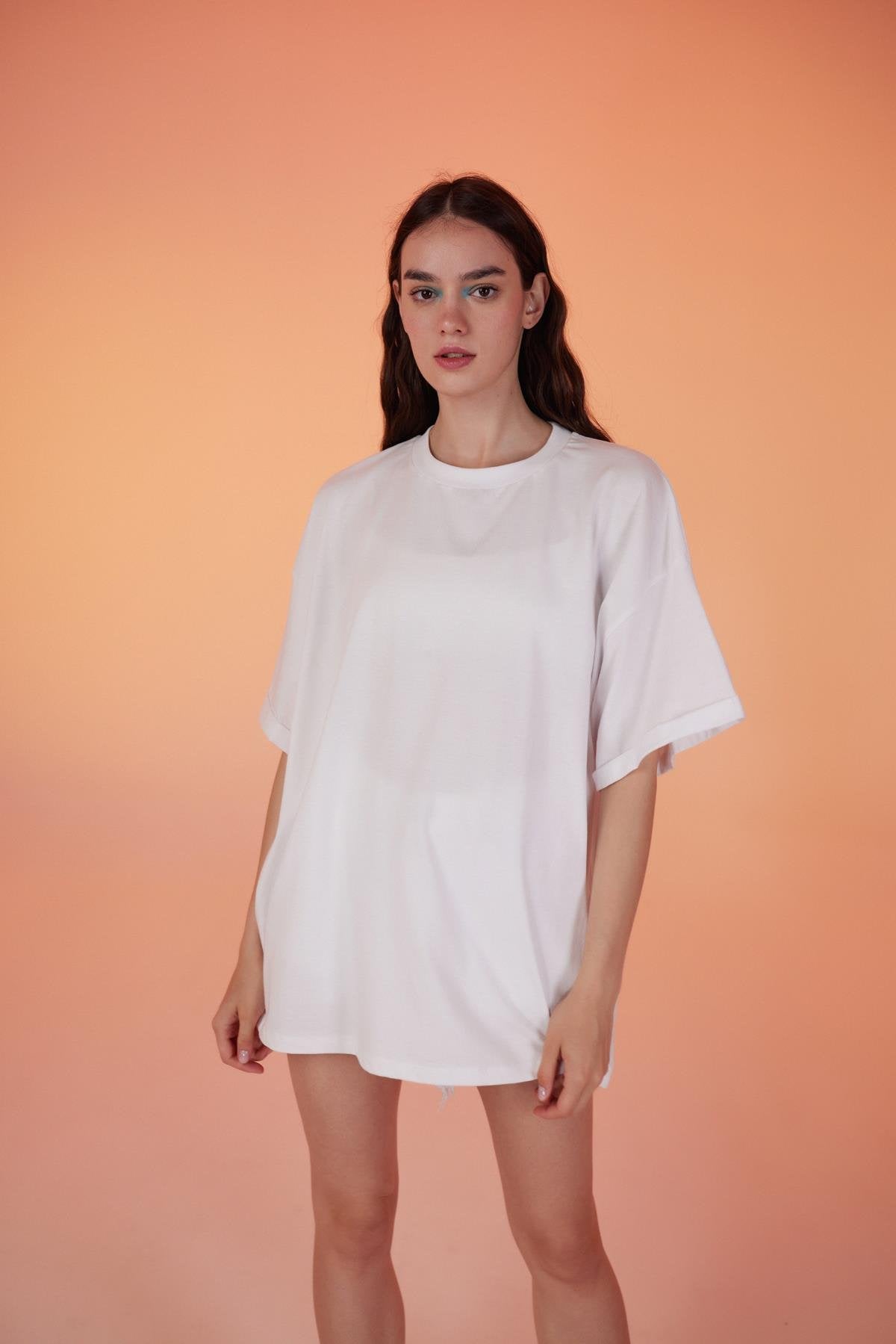 Pamuklu Unisex Oversize Lure Tshirt Beyaz