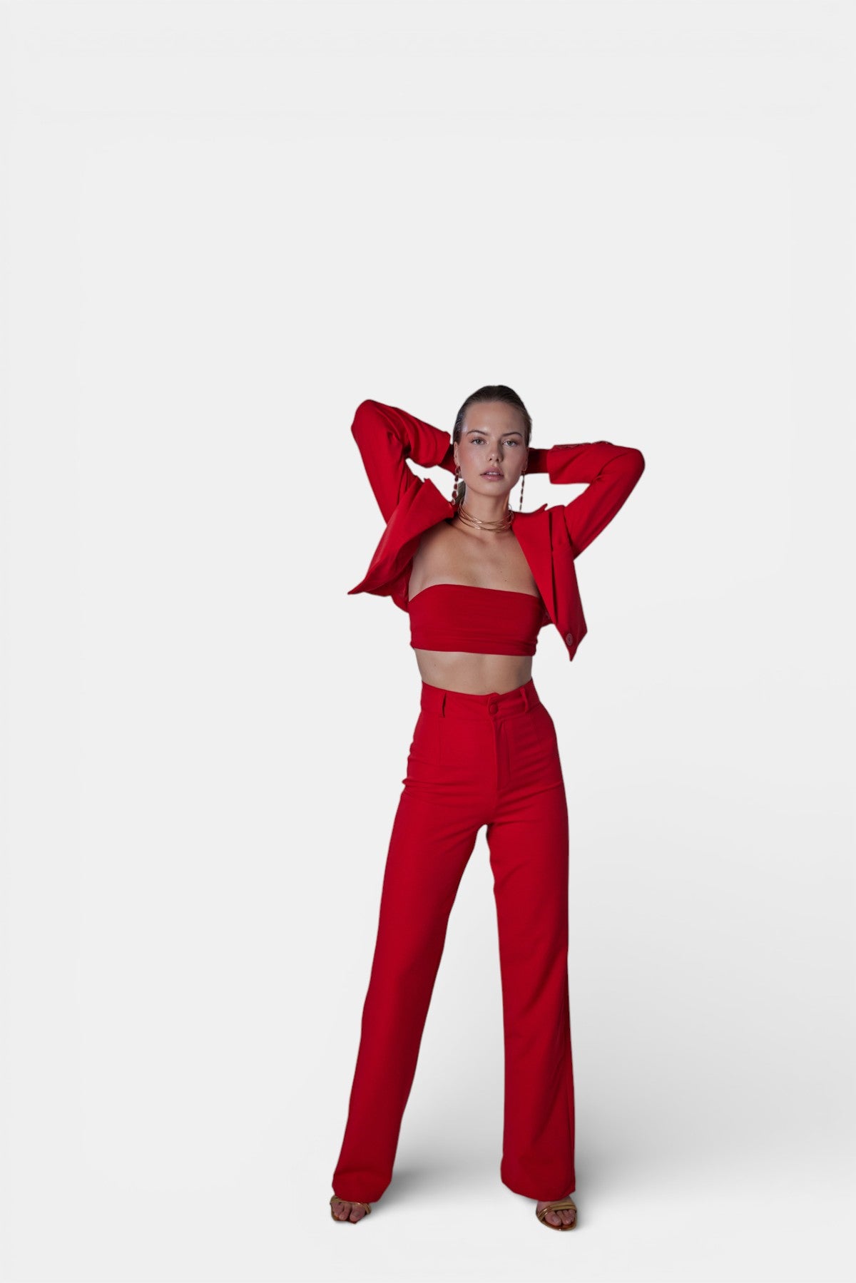 Holly Lolly-Vatkalı Atlas Kumaş Crop Model Panky Ceket Kırmızı-Ceket-3-Milagron.com