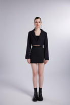 Holly Lolly-Vatkalı Atlas Kumaş Crop Model Panky Ceket Siyah-Ceket-2-Milagron.com