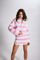 Şardonlu 3 İPlik Kumaş Logolu Fortune Sweatshirt Pembe