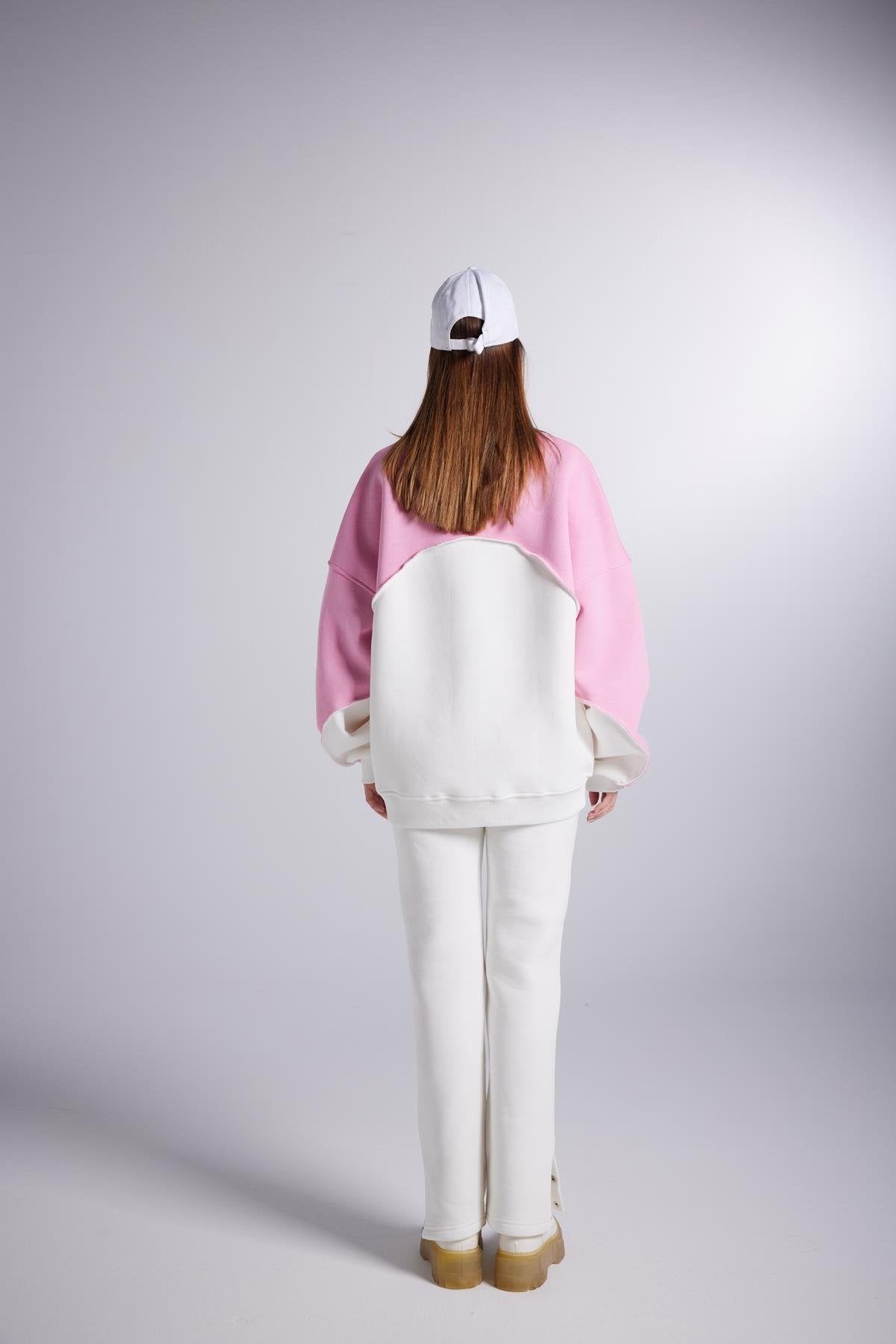 Şardonlu 3 İplik Kumaş Logolu Oversize Nola Sweatshirt Beyaz