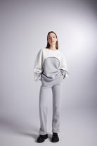 Şardonlu 3 İplik Kumaş Logolu Oversize Nola Sweatshirt Gri