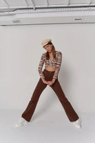 Slim Flare Yüksek Bel Marron Pantolon Kahverengi