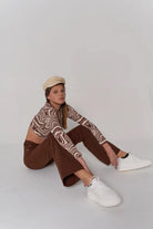 Slim Flare Yüksek Bel Marron Pantolon Kahverengi