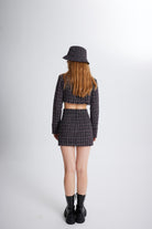 Tüvit Kumaş Crop Tweed Ceket Siyah