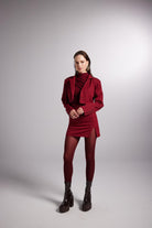 Vatkalı Atlas Kumaş Crop Model Panky Ceket Bordo