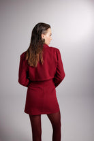 Vatkalı Atlas Kumaş Crop Model Panky Ceket Bordo