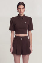 Vatkalı Polo Yaka Carolyn T-Shirt Kahve