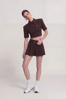 Vatkalı Polo Yaka Carolyn T-Shirt Kahve