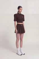 Vatkalı Polo Yaka Carolyn T-Shirt Kahve