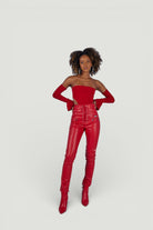 Holly Lolly-Vegan Deri Pantolon – Kirmizi-Pantolon-3-Milagron.com