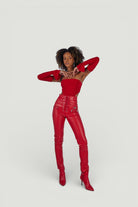 Holly Lolly-Vegan Deri Pantolon – Kirmizi-Pantolon-4-Milagron.com