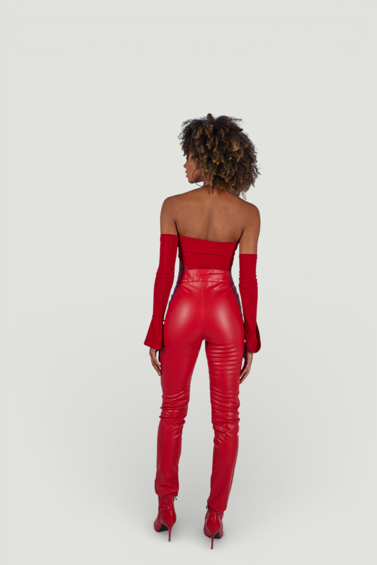 Holly Lolly-Vegan Deri Pantolon – Kirmizi-Pantolon-5-Milagron.com