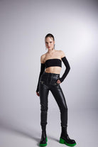 Holly Lolly-Vegan Deri Pantolon – Si̇yah-Pantolon-2-Milagron.com