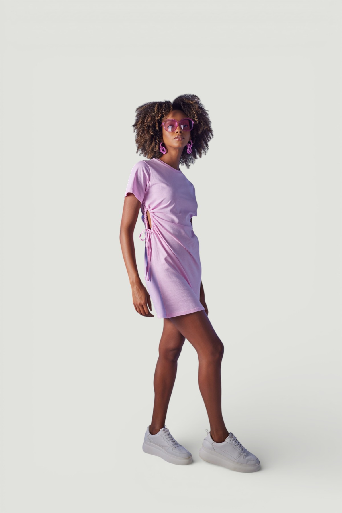 Holly Lolly-Wex T-Shirt Elbise, Pembe-Elbise-5-Milagron.com