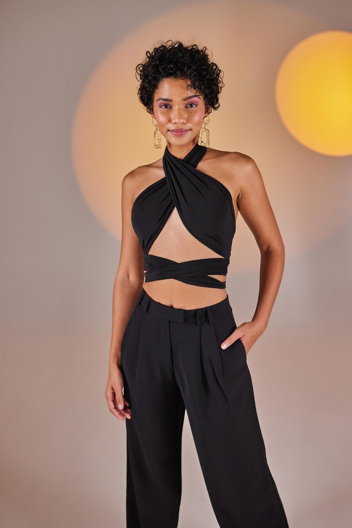 Wrap Top Siyah