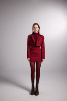 Yırtmaçlı Mini Panky Etek Bordo