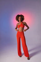 Yüksek Bel Bağlama Detaylı Beatrice Pantolon Turuncu