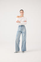 Yüksek Bel Wide Leg Carino Jean Pantolon Mavi