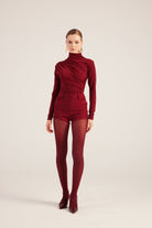 Yüksek Bel Fermuarlı Mini Bailey Şort Bordo