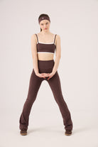 Yüksek Bel Flare Fabiola Tayt Pantolon Kahve