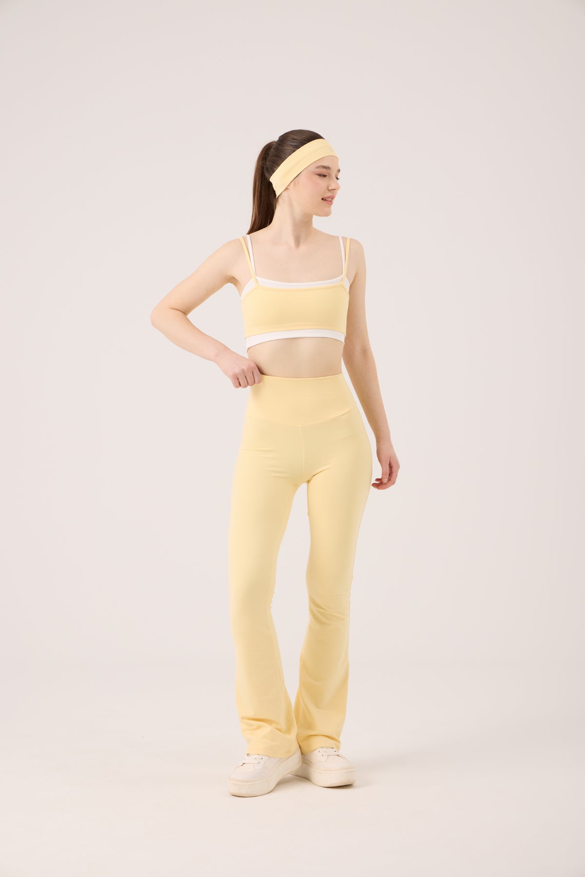 Yüksek Bel Flare Fabiola Tayt Pantolon Sarı