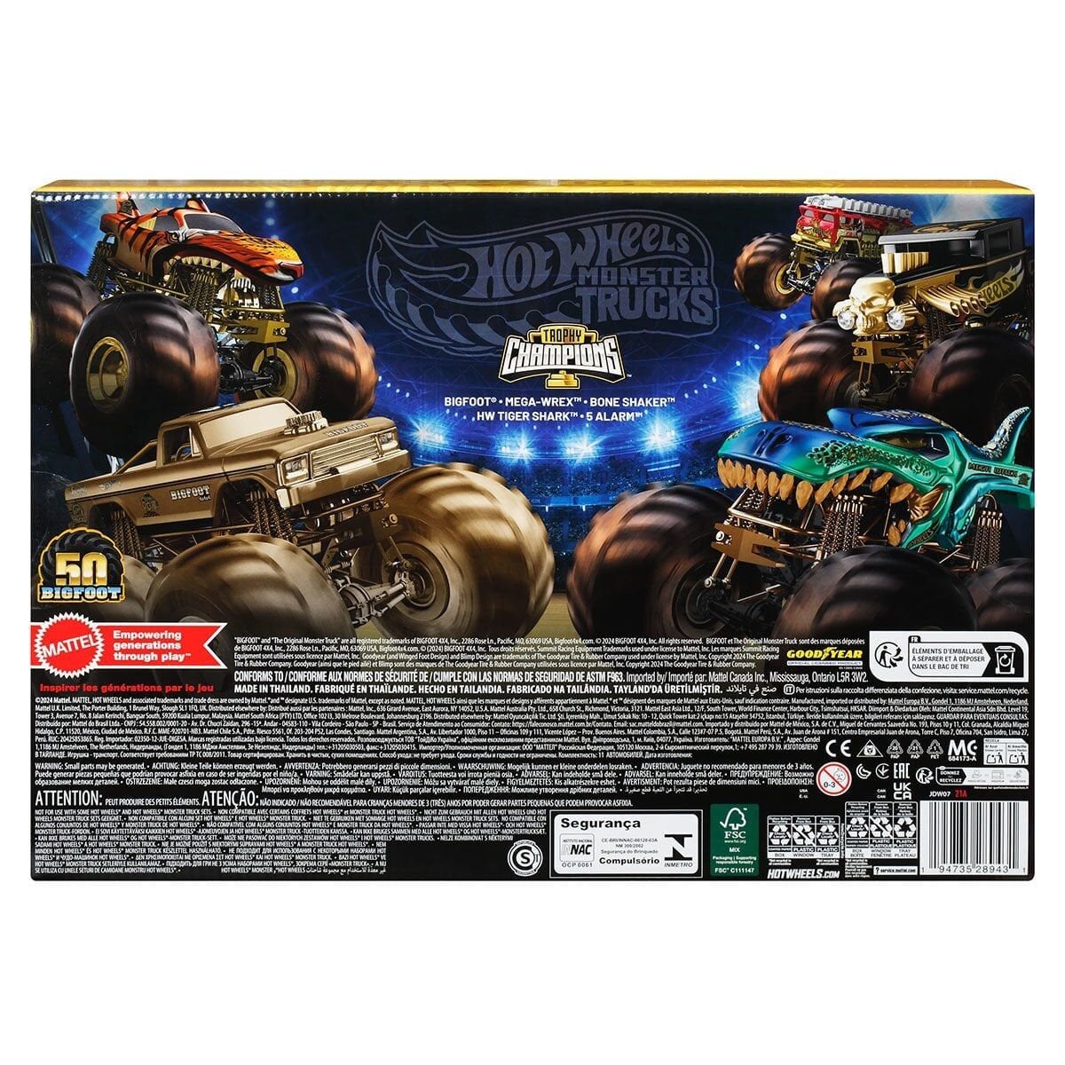 Jdw07 Hot Wheels Monster Trucks Bigfoot Trophy Şampiyonları Araba Ve Kamyon Çokl