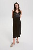 House Of Silk-Evelyn İpek Tül Detaylı Yırtmaçlı Elbise-Elbise-8-Milagron.com