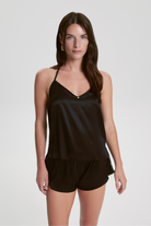 House Of Silk-İpek Peek A Boo Askılı Şort Takım Siyah-Pijama Takımı-1-Milagron.com