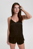 House Of Silk-İpek Peek A Boo Askılı Şort Takım Siyah-Pijama Takımı-6-Milagron.com