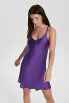 House Of Silk-İpeksi Saten Slip Elbise Gece Moru-Elbise-1-Milagron.com