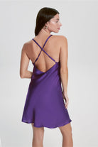 House Of Silk-İpeksi Saten Slip Elbise Gece Moru-Elbise-2-Milagron.com