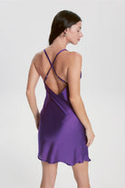 House Of Silk-İpeksi Saten Slip Elbise Gece Moru-Elbise-4-Milagron.com