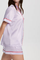 House Of Silk-Kişiselleştirilebilir İpek Şort Pijama Takımı Lila-Pijama Takımı-4-Milagron.com