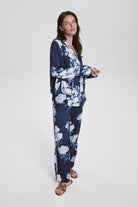 House Of Silk-Lavinia Çiçek Desenli Viskon Pijama Takımı Lacivert-Pijama Takımı-3-Milagron.com