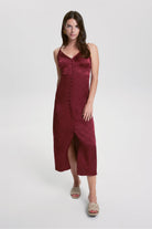 House Of Silk-Marie Viskon Jakarlı Elbise şarap Kırmızısı-Elbise-2-Milagron.com