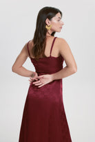 House Of Silk-Marie Viskon Jakarlı Elbise şarap Kırmızısı-Elbise-4-Milagron.com