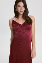 House Of Silk-Marie Viskon Jakarlı Elbise şarap Kırmızısı-Elbise-6-Milagron.com