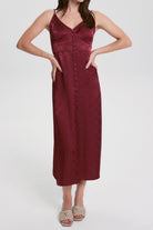 House Of Silk-Marie Viskon Jakarlı Elbise şarap Kırmızısı-Elbise-7-Milagron.com