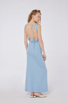 House of IKA-Bağcık Detaylı Sırtı Açık Maxi Elbise-Elbise-2-Milagron.com