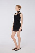 House of IKA-Bağlama Detaylı Crinkle Mini Elbise-Elbise-2-Milagron.com