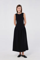 House of IKA-Derin V Kesim Sırtlı Midi Elbise-Elbise-1-Milagron.com