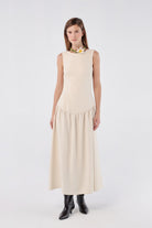 House of IKA-Derin V Kesim Sırtlı Midi Elbise-Elbise-1-Milagron.com