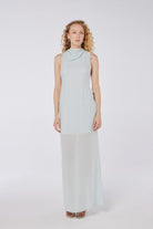 House of IKA-Drapeli Çapraz Sırt Detaylı Maxi Elbise-Elbise-1-Milagron.com