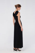 House of IKA-Drapeli Maxi Elbise-Elbise-3-Milagron.com