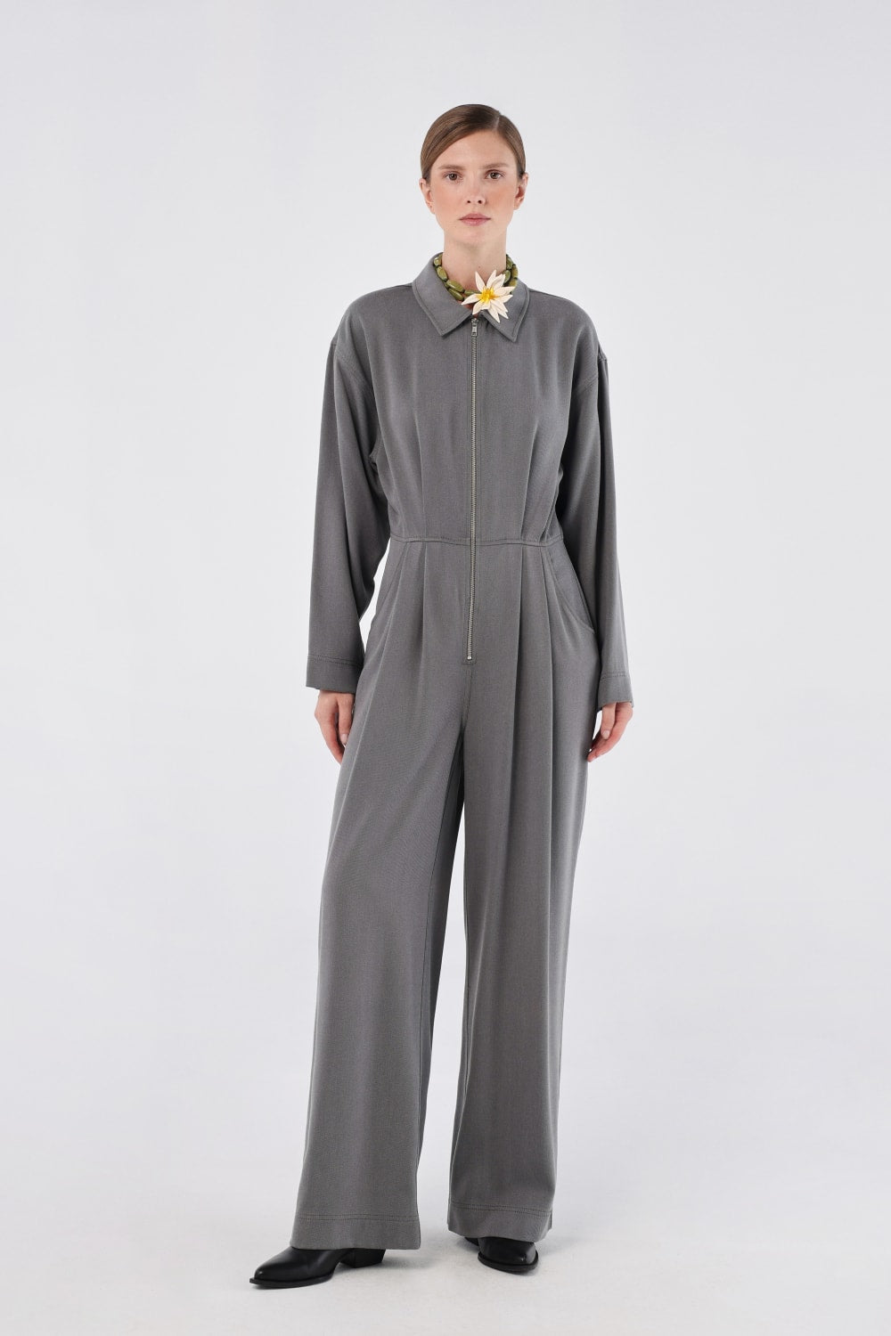 House of IKA-Fermuarlı Lyocell Tulum (tencel™)-Tulum-1-Milagron.com