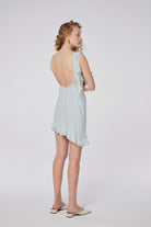 House of IKA-Fırfırlı Asimetrik Viskon Mini Elbise-Elbise-3-Milagron.com