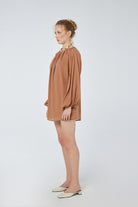 House of IKA-Hacimli Yarasa Kollu Viskon Mini Elbise-Elbise-2-Milagron.com